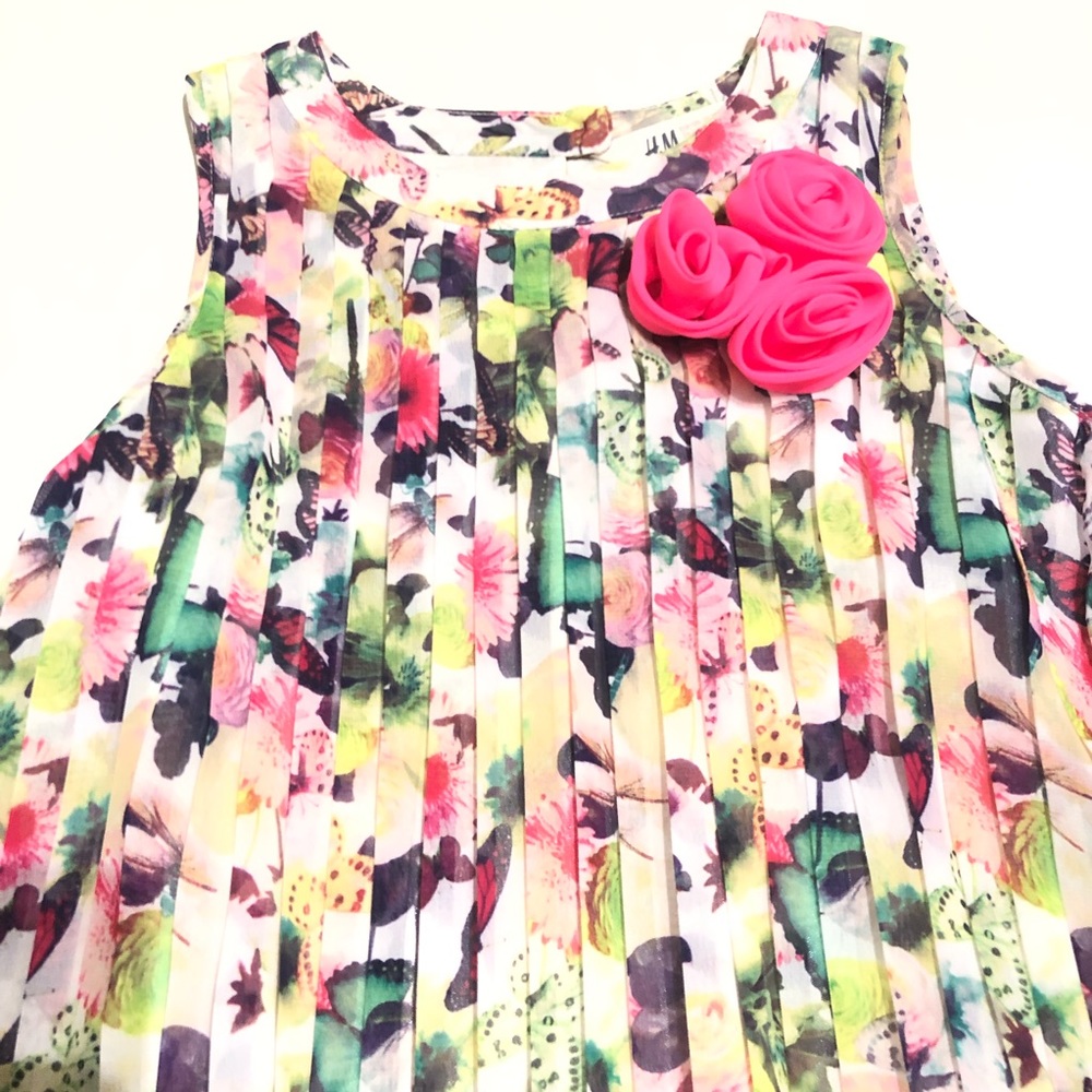 H&M Butterfly Pleated Dress (7-8Y)